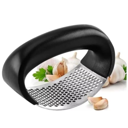 Espremedor de Alho Manual Inox Cozinha Amassador Triturador Ralador Cebola em Aço Inoxidável Ergonôm
