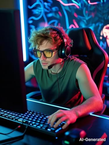 Image of VISOONE Gamer Glasses Professional Blue Light Filter with Anti-Fatigue and Anti-Glare Stylish for Men and Women BONA