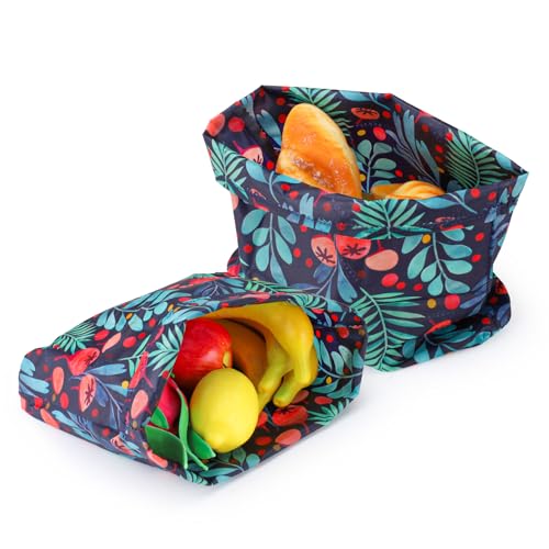 Diakey Bienenwachs-Lebensmittelverpackungen, wiederverwendbar, hausgemachte Brotbeutel, Bienenwachspapier, Lebensmittelaufbewahrungsfolie für Sauerteig, Sandwich, Käse, Obst, Snacks, Blätter, 2 Stück