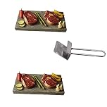 Piedra Volcánica para asar carne de 20X30X3 cm, Promo 2 Unidades más Levantador de acero inoxidable para manipular la piedra.