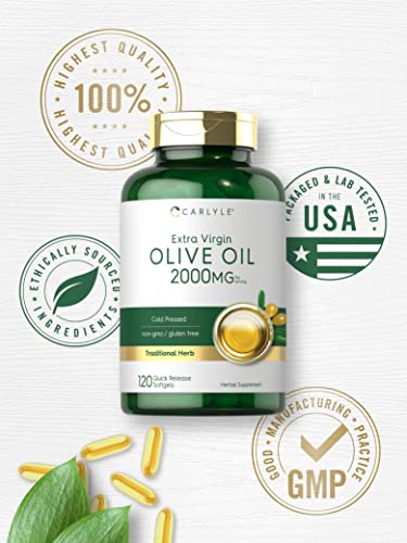 Carlyle Olive Oil Supplement 2000Mg | 120 Softgels | Cold Pressed Extra Virgin Olive Oil | Non-Gmo, Gluten Free #TOP4