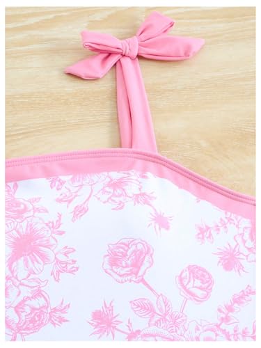 Image of SHENHE Girl's Floral One Piece Swimsuit with Cover Up Sarong Wrap Tie Bow Cute Bathing Suits