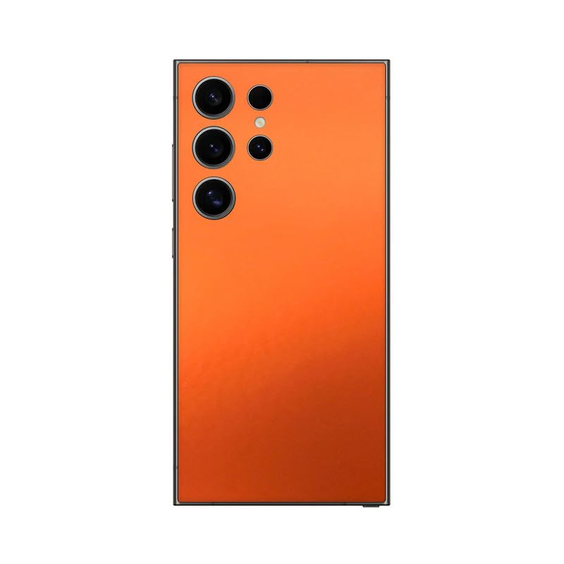 GADGETSWRAP Premium Material Skin Vinyl Decal Sticker Compatible with Samsung Galaxy S24 Ultra - Orange Electroplating-image-2