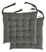 Cottone 100% Cotton Chair Pads w/Ties (Set of 2) | 16” x 15” Square | Extra-Comfortable & Soft Seat Cushions | Ergonomic Pillows for Rocking, Dining, Patio, Camping, Kitchen Chairs & More, Grey