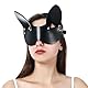 Moinha Sex SM Leder Augenbinde Augenmaske mit Nieten Sexy Blindfold Ledermaske Katzenmaske BDSM Fuchs Masken Erotik Halbgesichts Maske für Damen Sexmaske Extreme Fetisch Bondage Sexspielzeug