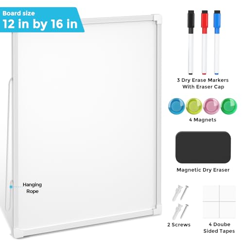 maxgear double-sided dry erase board for wall 1634x1234 hanging whiteboard small dry erase white board with 3 markersamp4 magnets portable whiteboard for students - planning drawing memo to do list