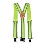 KUNN Men's 1.5 inch Adjustable Y Back Suspender,Elastic Hook End Belt Suspenders Safety Reflective