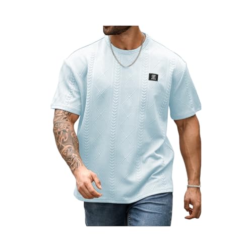 Tee Shirt Homme Foot T Shirt Sport Homme Polo Manches Courtes Décontracté Haut Musculation Été Saint-Valentin 2#Bleu Ciel S
