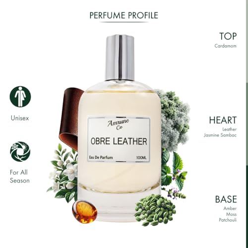 Image of Obre Leather Luxury Men Eau De Parfum | Leather White Floral Warm Spicy | Perfume Spray for Men | Strong & Long Lasting Fragrance | Luxury Gift for Man | 100 ml