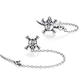 Jonline24h Mens Vintage Stainless Steel Pirate Skull Stud Earrings Set, 2pcs, Color Silver