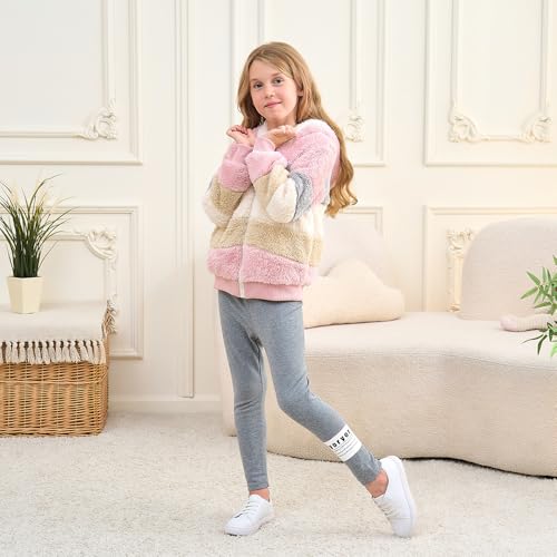 Kids Fleece Jackets Girls Outerwear Boys Fleece Jacket Soft Tops Full Zip up Hoodie Sweatshirt 3-12 Years4