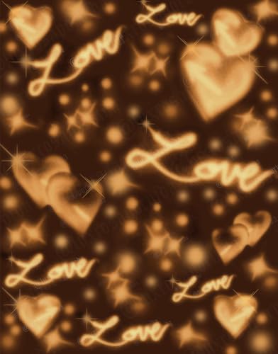 Lux Rosa Early 2000s Y2K Backdrop – Brown Gold Love Heart Airbrush Design - 90s Old School Glamour Shots Photo Prop, XL 5 ft x 6.5 ft Photography Studio Lowrider Background Birthday Banner Prop