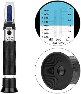 Salinity Refractometer for Aquariums, Marine Monitoring, Fish Tanks, Saltwater Testing, Dual Scale Salinity
