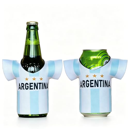 Jersey Can Cooler Set,12oz Slim Beer Can Cooler Sleeves,Sleeve for Beer and More,Gift for the fans for City(2-Pack Argentina)