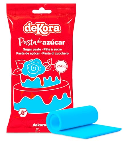 Dekora - Fondant Azul Oscuro | Pasta de Fondant para Tartas - Cobertura para Bizcochos, Tartas, Pasteles, Magdalenas o Cupcakes con el que Poder Hacer Todo Tipo de Decoraciones - 250 gr