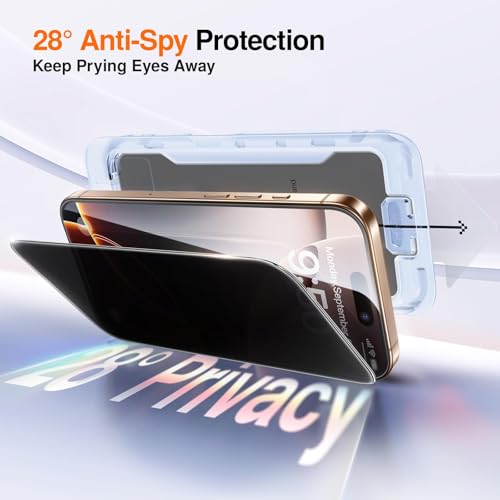 SMARTDEVIL 2 Pack Privacy Screen Protector for iPhone 16, Anti-Spy Tempered Glass, 9H Hardness, Scratch Resistant, Easy Installation, Bubble Free, Case Friendly by SMARTDEVIL - Used condition - Image 6