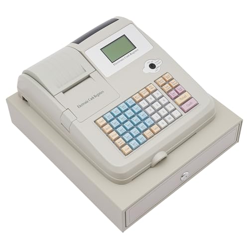 Cash Register with Drawer USB Interface 48 Keys Electronic Cash Register for Retail Restaurant Pos Sale,Lockable Cash and Coin Drawer