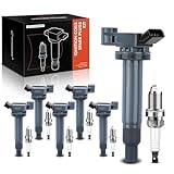 A-Premium Set of 6 Ignition Coil Pack and Iridium Spark Plugs Compatible with Toyota Camry 2002-2006, Highlander, Sienna & Lexus RX300 ES300 RX330 ES330, 3.0L 3.3L
