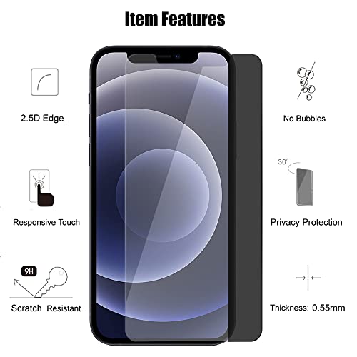 UZWZW 3 Pack Lens & Privacy Screen Protector for iPhone 12 (6.1") - image 4