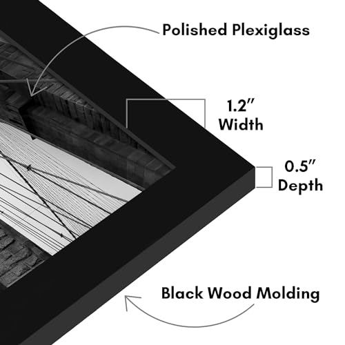 Americanflat 23x29 Poster Frame with Polished Plexiglass - Black Picture Frame - Wide Photo Frames Made of Engineered Wood for Vertical or Horizontal Wall Display - Epic Collection - Black