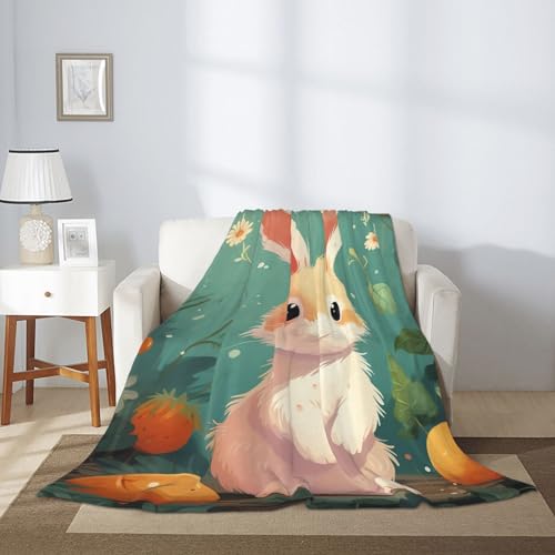 Couverture flanelle lapin 152x203cm chaude pour canapé - 3
