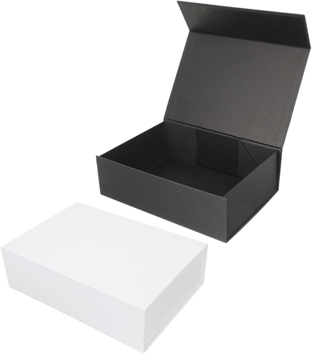 Angoily 2pcs Magnetic Clamshell Storage Box Elegant Folding Box for Weddings and Special Occasions Reusable Paperboard Present Container