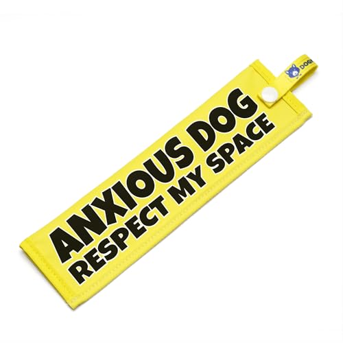 Anxious Dog - Respect My Space Reactive & Nervous Warning Sign High Visibility Space Awareness Dog Lead Sleeve Waterproof Training Aid with Snap Attachment (Pain)