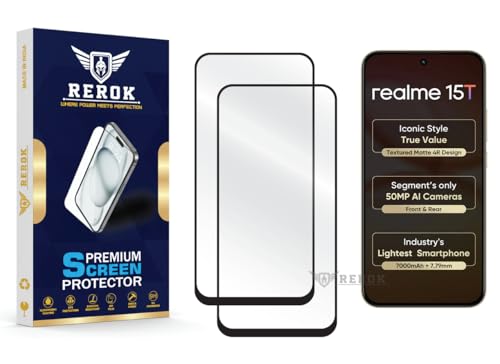 Image of Gorilla Tempered Glass Screen Protector Compatible with Realme 15T [Pack of 2] | Edge-to-Edge, Bubble-Free, Case Friendly, Easy Installation Kit