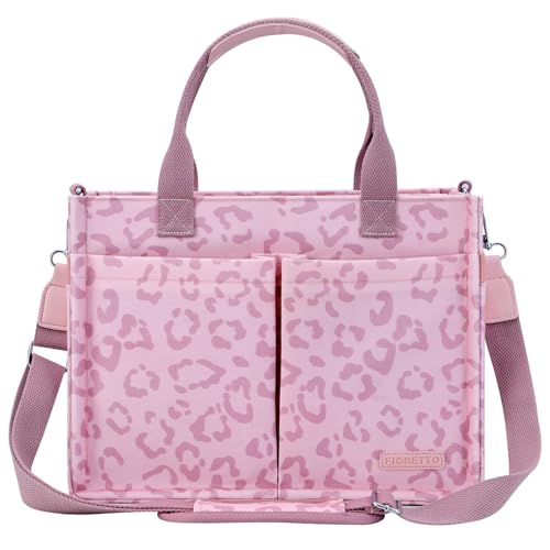 Image of FIORETTO Womens Canvas Tote Bag Purse with Individual Compartment, Zipper Top, Reinforced Bottom & Luggage Sleeve