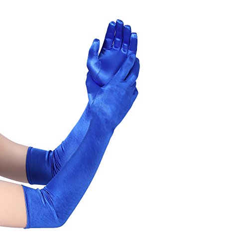 Xuhan Women's 21" Long Evening Party Satin Gloves Elbow Length Flapper Girls 1920s (Royal Blue)