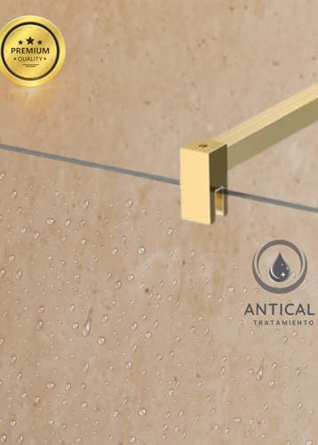 Miniatura 4 de Soulhome Mampara De Ducha Panel Fijo, Fácil Instalación Vidrio De Seguridad 8 Mm Antical, 75 Cm Ancho X 200 Cm Alto, Perfil Dorado