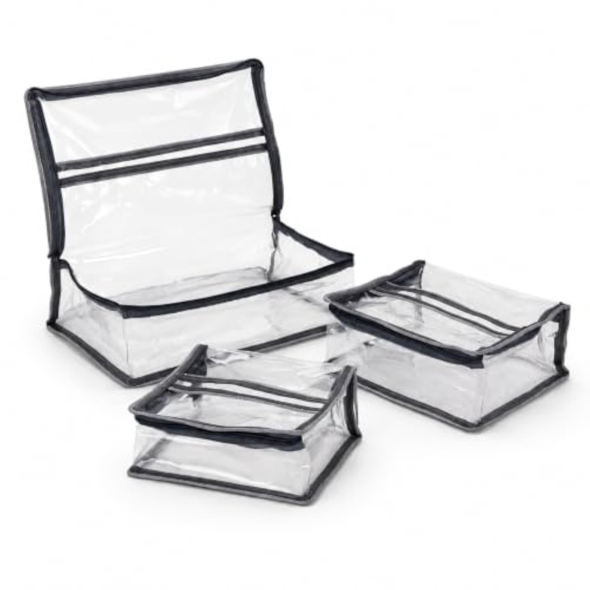 3-Piece Transparent PVC Storage Pouch Set, Organiser