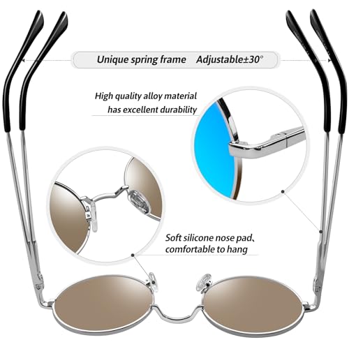 KANASTAL Round Sunglasses for Women Men Polarized Circle Sun Glasses UV400 Halloween Cosplay Shades 2 Pack4