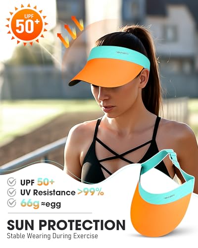 Image of YANIKY Sun Visor Hat for Women,UPF50+ Seamless Sun Hats Men Women Lightweight Sports Cap Stretchy Ponytail Hat for Outdoor