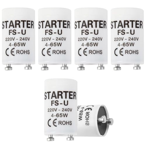 YHTCC 6 Pack Fluorescent Light Starters,4-65 Watt Starters for Fluorescent Tube Lights, 220-240V LED Safety Opener Light Fittings