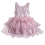  ZEELIY Robe Fille Col Rond DéContractéE Robe à Manche Ans Tricot Bowknot Mariage Princesse Fleurs Taille CintréE Robe Tutu en Tulle Brodé Robe De Princesse en Maille à Volants Et Fleurs 2-7 Ans