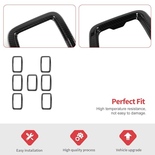Image of Jimen Compatible with Jeep Grand Cherokee 2017-2020, 7PCS Front Grill Inserts Grille Cover Exterior Trim Accessories (Carbon Fiber)