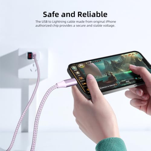 Image of 3 Pack 10 FT iPhone Charger Fast Charging Cord MFi Certified Lightning Cable Nylon Braided iPhone Charger Cord Compatible with iPhone 14 13 12 11 Pro Max XR XS X 8 7 6 Plus SE and More(Purple)