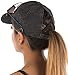 Criss Cross Ponytail Hat w/Buttons - Black