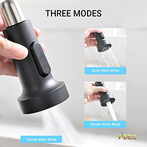Smart Touch On Kitchen Faucet, 3 Modes Pull Down Sprayer, Touch On Sensor Activated, LED Temperature Control, 360-Degree Rotation, 1 or 3 Hole Deck Plate. 10-Year Warranty. (KW-66R, Matt Black)