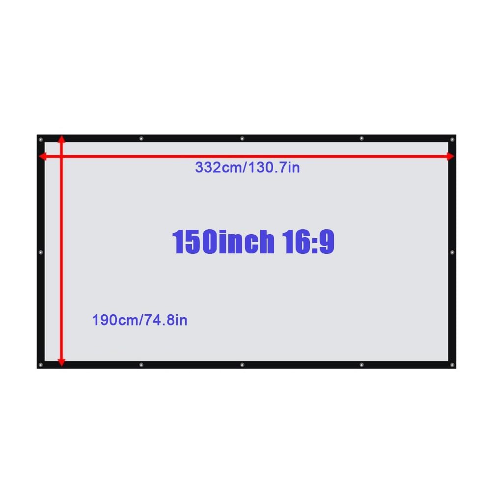 Schermo Proiettore Esterno Pieghevole 60-120 Pollici Schermo Da Proiezione 4K HD Portatile Telo Per Proiettore Doppia Faccia Tda Campeggio All'aperto(150inch-16:9)