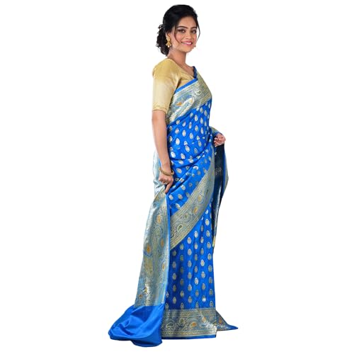Aishani Collection blue banarasi silk saree in katan silk – image 2