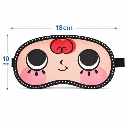 Image of Jenna Polyester Cute Sleeping Eye Shade Mask Cover For Insomnia, Meditation, Puffy Eyes And Dark Circles Black With Gel (RedHair Gel)