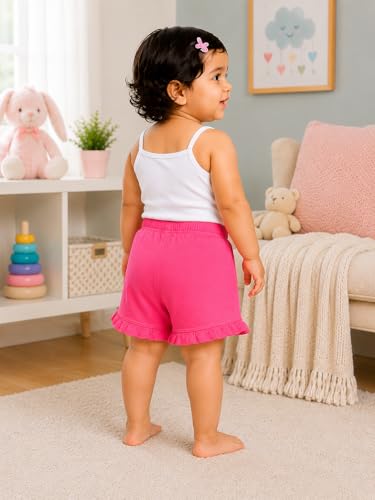 Image of BODYCARE KIDS Infant Baby Girls Cotton Antiviral Printed Shorts | Soft Breathable Elastic Waist Casual for Toddlers & Infants | Comfortable Summer Baby Bottoms for Girls