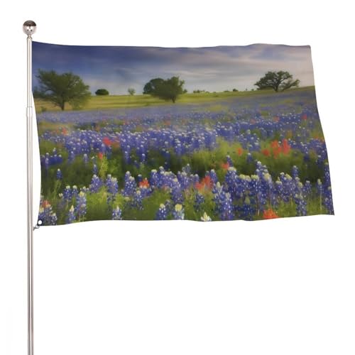 Drapeau du Texas Bluebonnets double face pour la décoration extérieure du jardin 89x150cm