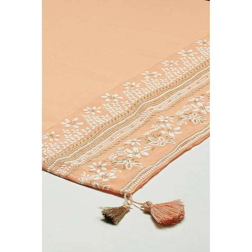 Image of Rangriti Women Peach Cotton Blend Woven Dupatta Free Size