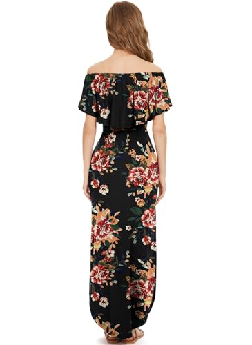 Image of LILBETTER Womens Off The Shoulder Ruffle Party Dresses Side Split Beach Maxi Dress