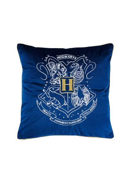 Divas World Harry Potter Hogwarts Blue Cushion Square Pillow Sofa Bed Blue Gold Soft Comfortable Home Décor Bedding Decorative 40cm x 40cm Novelty Gift