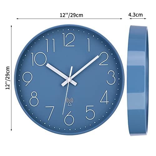VIVILINEN Funkuhr geräuschlos Wanduhr Ohne Tickgeräusche Modern Funkwanduhr Lautlos Wanduhr Nicht Tickend Hängeuhr für Wohnzimmer Schlafzimmer Büro Küche 30x30cm/12 Zoll – Bild 4