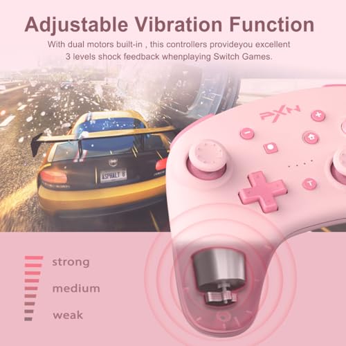 PXN 9607X Wireless Switch Controller for Switch/Switch Lite/OLED, Support iOS Switch Pro Controller with Turbo, Wake-up, NFC, Motion, Vibration Wireless Switch Controller - Pink - Image 5